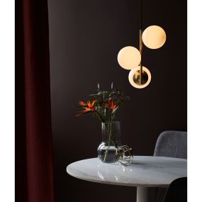 Nordlux Lilly - lampe suspendue - Ø 32 x 36,5 cm - laiton et blanc opale