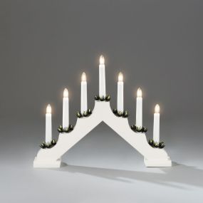 Konstsmide Christmas lights - bougeoir de Noël en bois - 38 x 5,5 x 30 cm - blanc