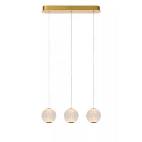 Lucide Cintra - lampe suspendue - 48 x 11 x 150 cm - 3 x 4,7W LED incl. - transparent et doré