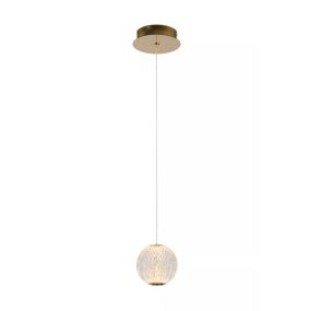 Lucide Cintra - lampe suspendue - Ø 14 cm x 150 cm - 5,7W LED inclus - transparent et doré