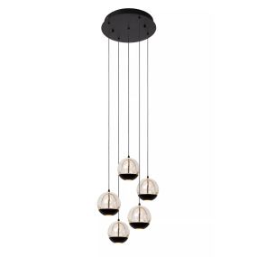Lucide Sentubal 5L - lampe suspendue - Ø 31 x 150 cm - 5 x 5,2W LED incl. - noir