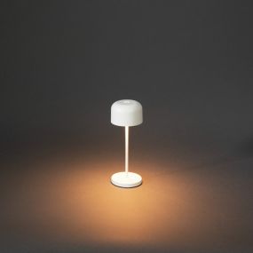 Konstsmide Lille mini - lampe de table extérieure sans fil avec station de charge - Ø7,5 x 20 cm - 2,5W LED dimmable inclus IP54 - blanc