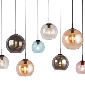 Searchlight Mardi Gras II - lampe suspendue - 151 x 150 cm - noir mat et verre coloré