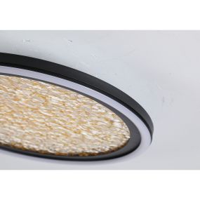 Searchlight Luna - plafonnier - Ø 30 x 6 cm - 20W LED dimmable incl - or et noir