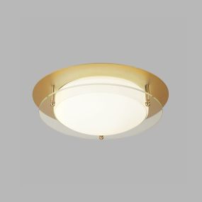 Searchlight Bathroom Flush - plafonnier de salle de bains - Ø 38 x 10 cm - 26W LED inclus - IP44 - or