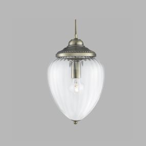 Searchlight Pineapple - lampe suspendue - Ø 22 x 100 cm - laiton antique