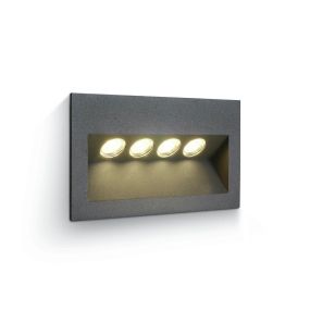 ONE Light Outdoor Wall Recessed - applique murale encastrée - 18 x 8 x 10,5 cm - 4 x 1W LED incl. - IP65 - anthracite