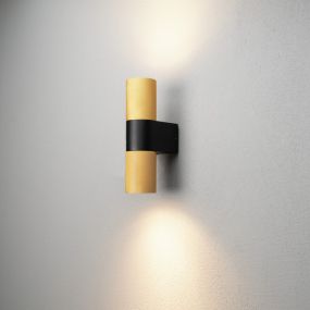 Konstsmide Temi Up&Down - applique murale - 6,5 x 23,5 x 11,5 cm - IP54 - noir et or