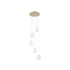 Searchlight Allure - lampe suspendue - Ø 30 x 150 cm - 21W dimmable LED incl - laiton satiné et transparent
