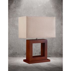 Searchlight Calven - lampe à poser - 31 x 18 x 42 cm - bois foncé et beige