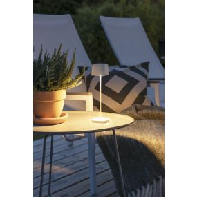 Konstsmide Capri Mini - lampe de table d'extérieur - 7 x 7 x 25 cm - 2,2W dim to warm LED incl - rechargeable - IP54 - blanc