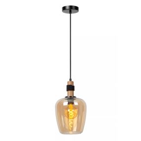 Lucide Ilona - lampe suspendue - Ø 22 x 173 cm - noir