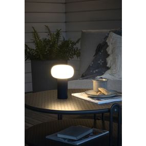 Konstsmide Antibes - lampe de table - Ø 13 x 19 cm - 2,5W LED dimmable + RGB inclus - rechargeable - IP54 - noir