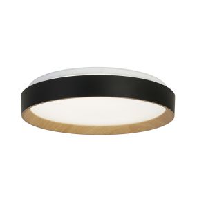 Searchlight Sorrento - plafonnier avec télécommande - Ø 38 x 8 cm - 24W LED dimmable incl - noir et effet bois