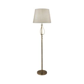 Searchlight Vegas - lampadaire - Ø 39 x 152 cm - 6W LED incl - blanc et laiton antique