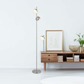 Searchlight Tully - lampe de table - 12 x 35 cm - 6W LED incl - argent satiné