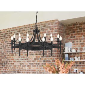 Searchlight Cartwheel - lustre - Ø 105 x 248 cm - noir