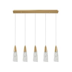 Nova Luce Kovac - lampe suspendue - 80 x 10 x 180 cm - or brossé et transparent