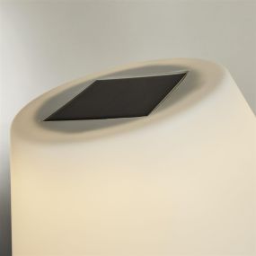 Searchlight Venice - lampe de table à énergie solaire - Ø 38 x 68 cm - LED 1,6 W inclus - IP44 - argent et blanc
