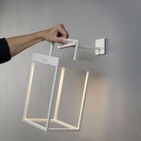 Konstsmide Portofino - lampadaire, lampe de table et lampe murale portable à énergie solaire avec port USB - 15,5 x 30 x 18,5 cm - 2,2W LED dimmable incl - IP54 - blanc