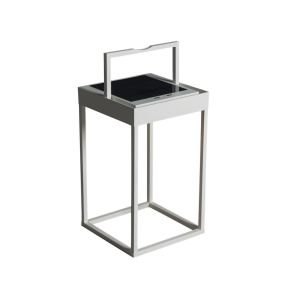 Konstsmide Portofino - lampadaire, lampe de table et lampe murale portable à énergie solaire avec port USB - 15,5 x 30 x 18,5 cm - 2,2W LED dimmable incl - IP54 - blanc