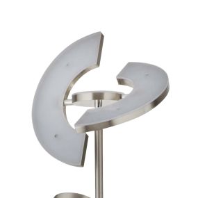 Searchlight Gio - lampadaire - 210 cm - 32W + 4,5W LED inclus - nickel satiné et blanc