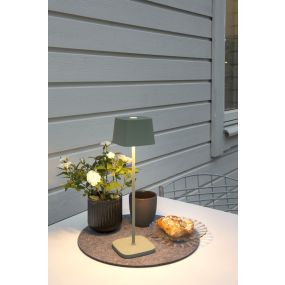 Konstsmide Capri - lampe de table d'extérieur - 10 x 10 x 36 cm - 2,2W dim to warm LED incl - rechargeable - IP54 - vert