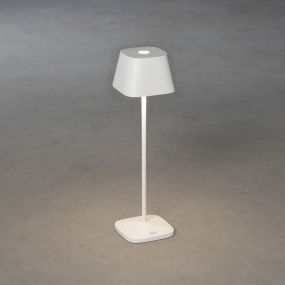 Konstsmide Capri - lampe de table extérieure sans fil avec station de charge - Ø 10 x 36 cm - 2,2W LED dimmable incl - IP54 - blanc