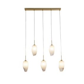 Searchlight Rocky - lampe suspendue - 78 x 120 cm - laiton satiné et blanc