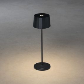 Konstsmide Positano - lampe de table extérieure sans fil avec station de charge - Ø 11 x 35 cm - 2,2W LED dimmable incl. - IP54 - noir