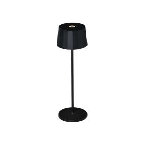 Konstsmide Positano - lampe de table extérieure sans fil avec station de charge - Ø 11 x 35 cm - 2,2W LED dimmable incl. - IP54 - noir