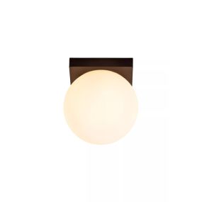 Lucide Tassa - plafonnier - 13,5 x 13,5 x 13,4 cm - 12W dim to warm LED incl - noir et opale