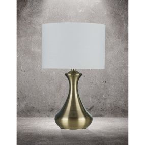 Searchlight Touch - lampe à poser - Ø 24 x 40 cm - 3 niveaux d'intensité - laiton antique et crème