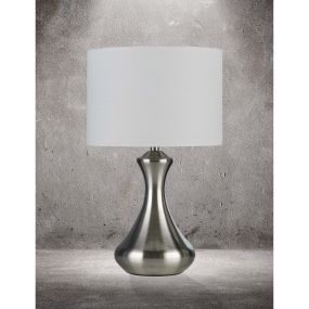 Searchlight Touch - lampe à poser - Ø 24 x 40 cm - 3 niveaux d'intensité - laiton antique et crème