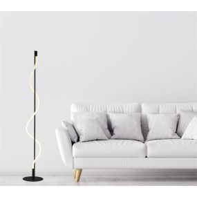 Searchlight Serpent - lampadaire - Ø 23 x 141 cm - 20W dimmable LED inclus - noir et opale