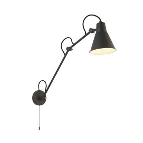 Searchlight Swing - applique murale avec interrupteur à tirette - 14 x 77 cm - gris