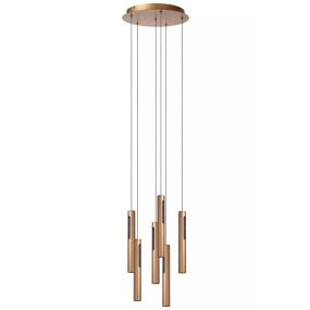 Lucide Griffith - lampe suspendue - Ø 38 x 236,5 cm - 6 x 7,6W LED dimmable incl - bronze