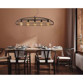 Lucide Dikra - lampe suspendue - 125 x 40,5 x 175,5 cm - noir