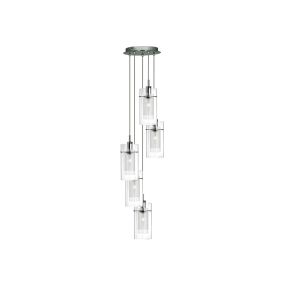 Searchlight Duo 1 - lampe suspendue - Ø 28 x 120 cm - chrome et transparent