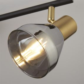 Searchlight Westminster - spot en saillie 3L - 59 x 19 x 20 cm - noir, laiton satiné et verre fumé