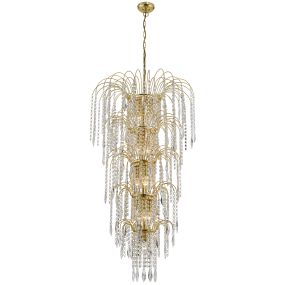 Searchlight Waterfall - lustre - Ø 58 x 264 cm - or et transparent