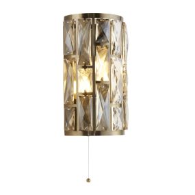 Searchlight Bijou - applique murale avec interrupteur à tirette - 16,5 x 27 cm - laiton antique et champagne