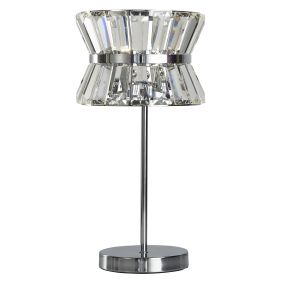 Searchlight Uptown - lampe à poser - Ø 22 x 43 cm - chrome et transparent
