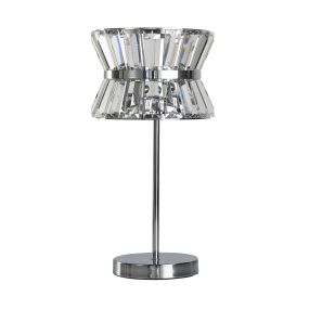 Searchlight Uptown - lampe à poser - Ø 22 x 43 cm - chrome et transparent