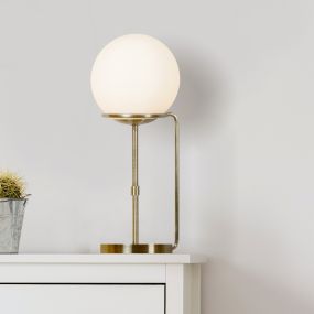 Searchlight Sphere - lampe à poser - Ø 20 x 50 cm - laiton antique et blanc opale