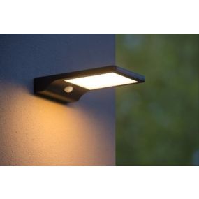 Lucide Basic - applique murale avec capteur solaire - 11 x 19 x 3,5 cm - 3W LED incl. - IP44 - noir