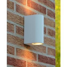 Lucide Zora Round 2 - applique murale extérieure - 6,5 x 9 x 15 cm - 2 x 5W LED dimmable incl - IP44 - blanc