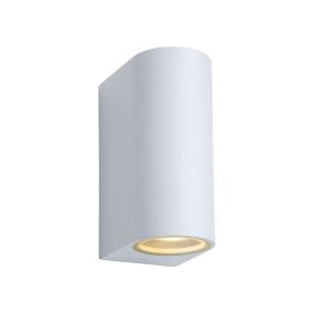 Lucide Zora Round 2 - applique murale extérieure - 6,5 x 9 x 15 cm - 2 x 5W LED dimmable incl - IP44 - blanc