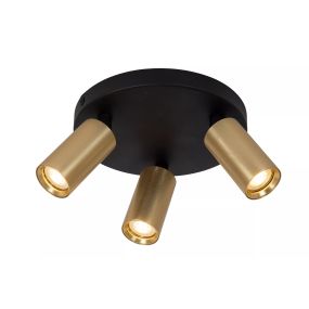 Lucide Ritmo - spot en saillie 3L - Ø 18 x 11,1 cm - noir avec or