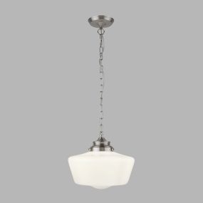 Searchlight School House - lampe suspendue - Ø 30 x 120 cm - IP44 - argent satiné